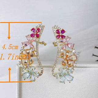 Fashion Small Flower Earring with Cuff