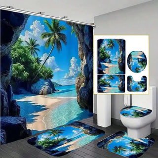 Tropical Beach Decorative Shower Curtain Set