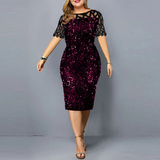 Lady Curvy Shiny Bodycon Party Dress