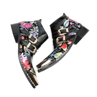 Men's Floral Print Ankle Boots