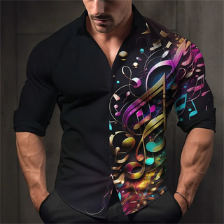 2023 Men's Long Sleeve Button Shirt Fashion Luxury New Designer Design Apparel Music Flower HD Pattern Soft and Comfortable