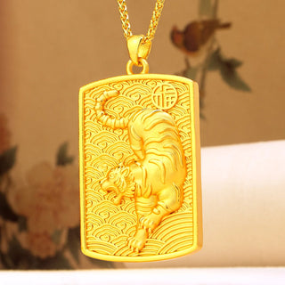 Men's 24K Gold Dynamic Character Tiger Pendant
