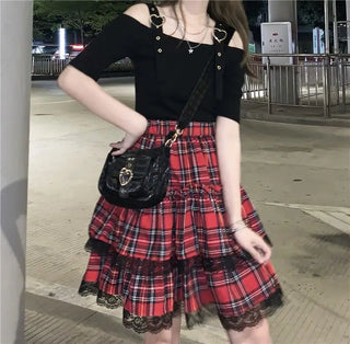 Ladies Plaid Gothic Mini Skirts