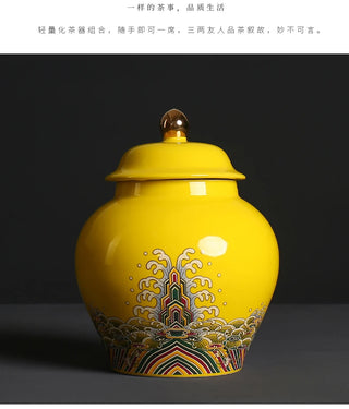 Enamel Colored Ceramic Storage Jar