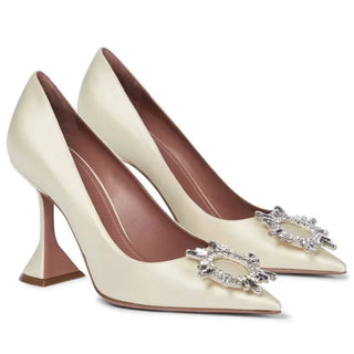 Sun Buckle Rhinestone Leather Shoes