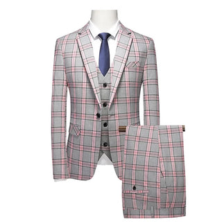 Men's Wedding Party 3pcs Plaid Suit