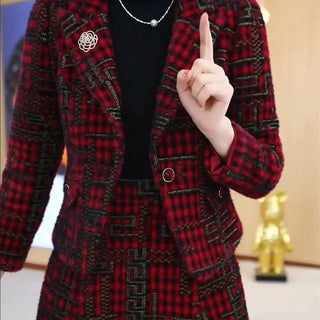 Vintage 2-Pcs Plaid Skirt Set