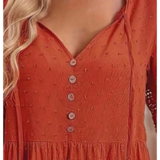 Women's V-neck Button Lace Blouse