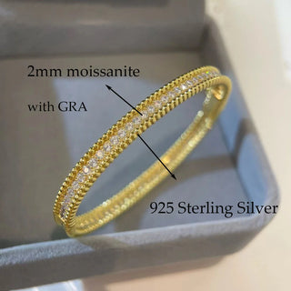 Onnelik All Moissanite Diamond Bangle with GRA 925 Sterling Silver Plate 18K Gold for Women Wedding Party Gifts Fine Jewelry