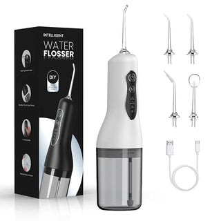 Oral Irrigator Portable Dental Water Flosser USB Rechargeable Water Jet Floss Tooth Pick 4 Jet Tip 260ml 4 Modes Teeth Clean