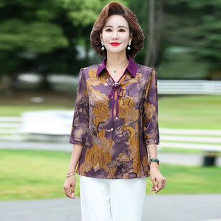 Office Lady Turn-down Collar Blouse