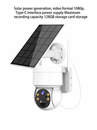 Type-c interface solar monitoring, 1080p, 128 storage card two-way audio, waterproof night vision HD no dead Angle camera