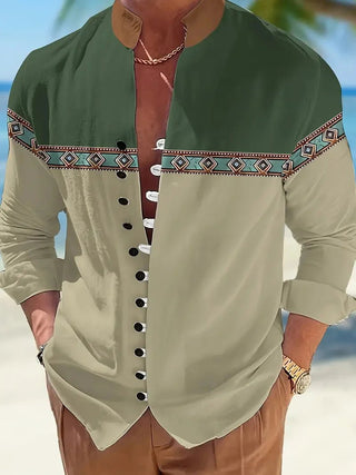 Men Vintage Ethnic Style Linen Shirt - Epictzar Intl.