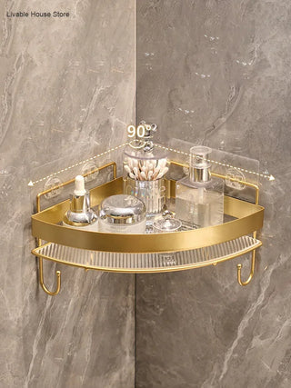 Wall Mounted Golden Bathroom Storage Rack