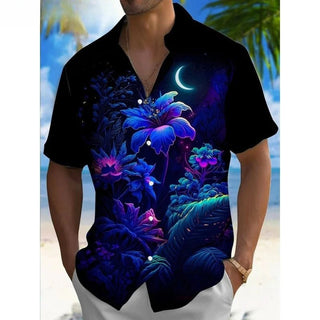 Village Pattern Lapel Floral 3D Printed Hawaiian Shirts - Epictzar Intl.