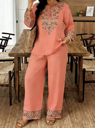 Floral Print High Waist Pants Set