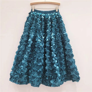 Elegant Elastic Waist Floral Design Skirts