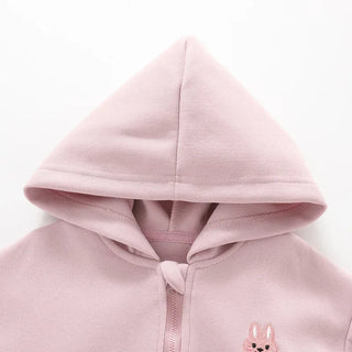 Toddler Zip-Up Hooded Tracksuit 2-Piece Set  Cartoon Embroidery Soft Fleece Autumn New 0-5Y Children Clothing