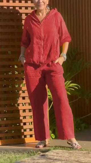 Women's Hoodie Cotton Pants Suit