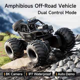 4DRC New Y10 Remote Control Car 2.4G Rc Boat Waterproof Amphibious Stunt Car 4WD All Terrain Truck Toys for Kids Birthday Gifts