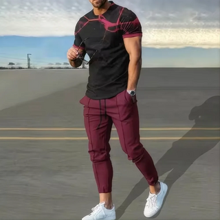 Men's Geometric 3D Printed Sportswear Set