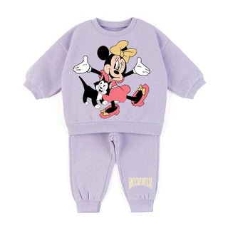 Autumn Winter Kids Fleece Outfit Cotton Thickened Long Sleeve Sweatshirt + Pant Cartoon Two-Piece Clothes for Infant
