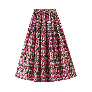 Floral Striped Plaid Cotton Long Skirts