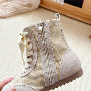 Autumn Fashion Boots For Girls 2025 Trend Fashion Teenager Kid's Boots PU Leather Canvas Boots For Boys Girls Fashion Footwear