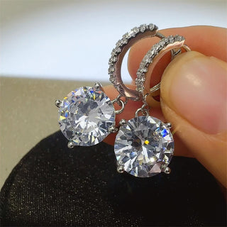 IGOTOS 10cttw Round Cut Moissanite Drop Earrings D VVS S925 Silver Women Luxury Diamond Hoop Earrings Fine Jewelry Gifts GRA