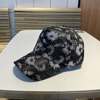Baseball Cap Women Summer Korean Style Sunscreen Flower Printed Baseball Cap Casual Breathable Adjustable Sun Hat Visor Snapback
