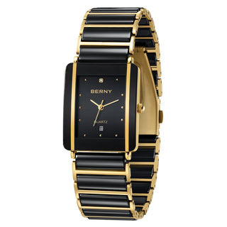 Luxury Rectangle Ceramic Quartz Wristwatch