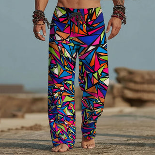 Elastic Drawstring Waist Baggy 3D Print Pants