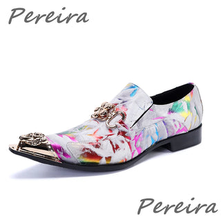 Pointed Toe Metal Decor Men Shoes