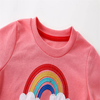 Jumping Meters 2-7T Girls Sweatshirts Rainbow Butterfly Girls Cute Toddler Kids Clothing Autumn Spring Sport Baby Hooded Shirts