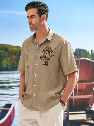 Men's Hawaiian Coconut Tree Printed Shirt