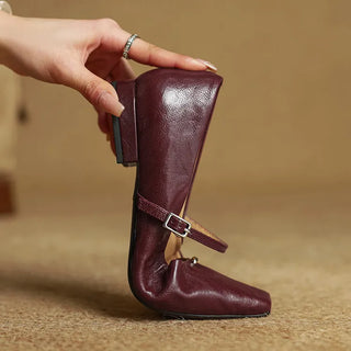 Women Vintage Square Toe Flats