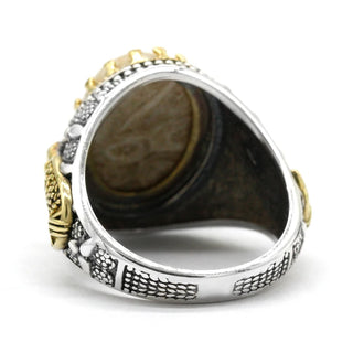 Natural Gold Coral Stone Handmade Ring