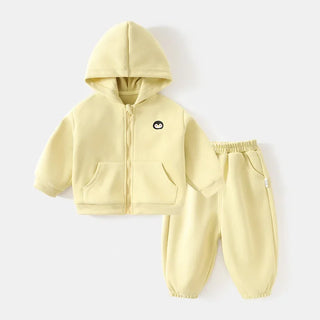 Toddler Zip-Up Hooded Tracksuit 2-Piece Set  Cartoon Embroidery Soft Fleece Autumn New 0-5Y Children Clothing