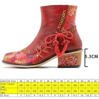 Cowgirl Ethnic Sheepskin Leather Ankle Boots