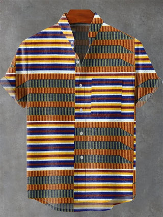 Men's Striped Linen Short Sleeve Shirt - Epictzar Intl.