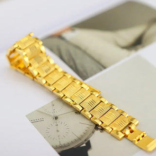 Luxury Pure K Gold Color Men's Bracelet Wide Version Personalized Gold Color Watch Chain Bangle Bracelet Jewelry Jewelry