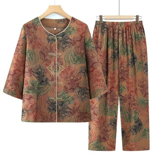 Women Vintage Knit 2Pcs Pajamas Set