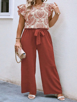 Plus Size  2024  Summer New American Ethnic Style Loose Casual V-neck Two Piece Set