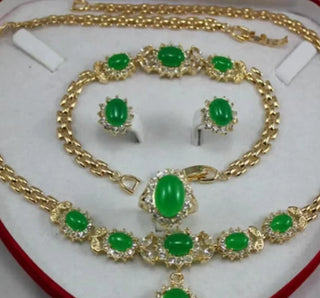 Luxury Plating Green Malay Jewelry Set