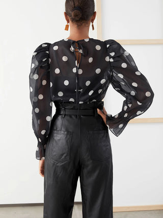 Elegant Puff Sleeve Chiffon Blouse