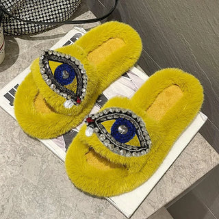 Plush Cotton Fashion Faux Fur Slippers