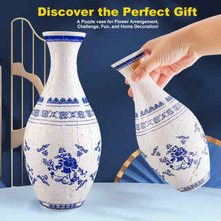 3D Puzzle Flower Vase with Base Building Blocks Unique Flower Arrangement DIY Flowerpot Living Home Decoration Ornaments