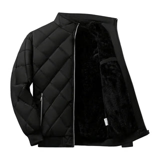 New Slim Fit Coat Bomber Jacket Men Diamond Pattern Fleece Lined Casual Jacket Men Fashion Clothing 6XL Large Size