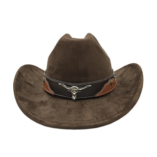 Suede Leather Cowboy Fedora Hat