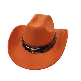 Suede Leather Cowboy Fedora Hat